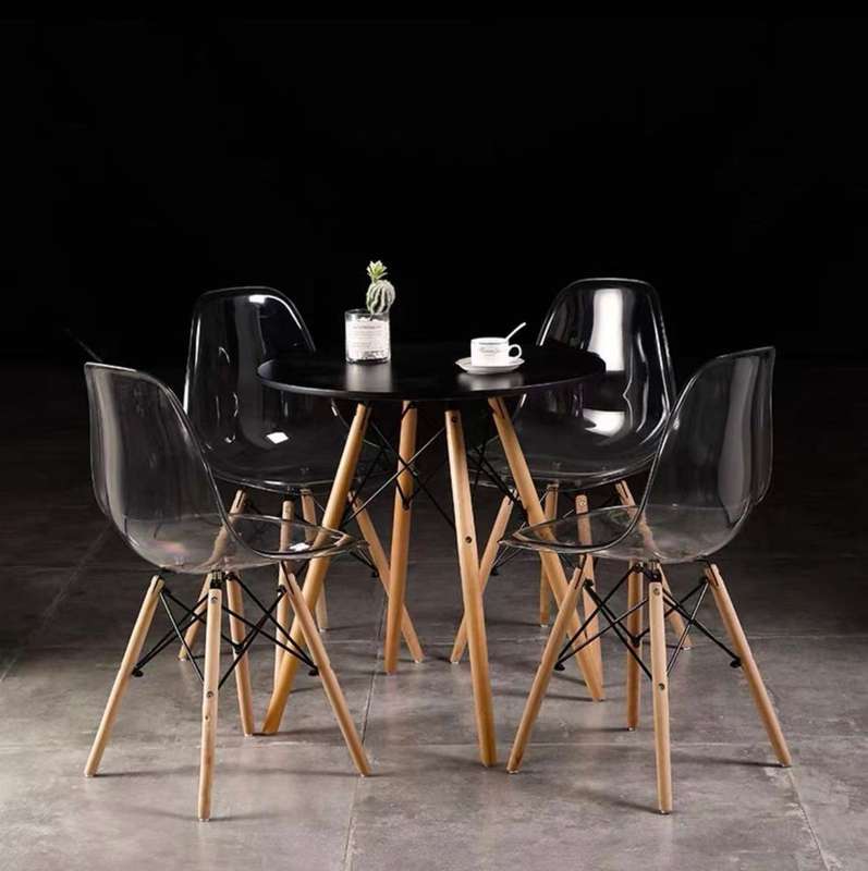 Dining Table Rounded Wooden Leg - Black Colour