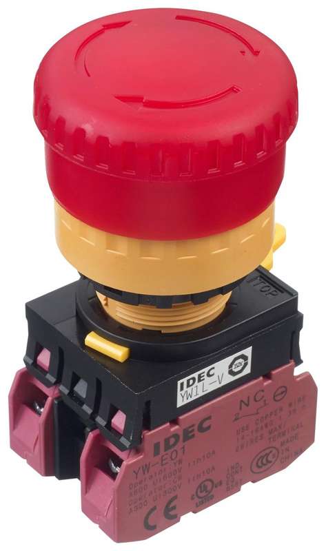 Idec (YW1L-V4E02Q4R) Emergency Stop Switch, DPST-NC, Push-Pull