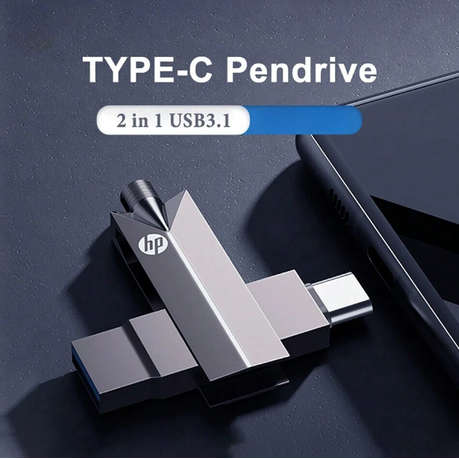 HP - Metal USB & Type C Flash Drive With 32BG Storage Capacity - Black