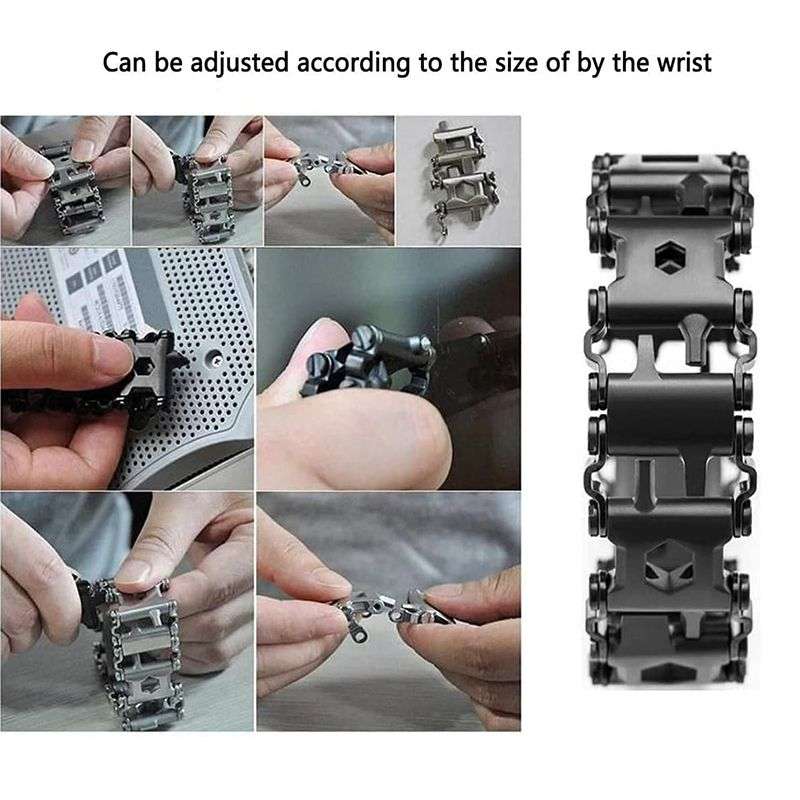 Jacaranda 29 in 1 Multitool Bracelet For Men Outdoor Travel - Silver