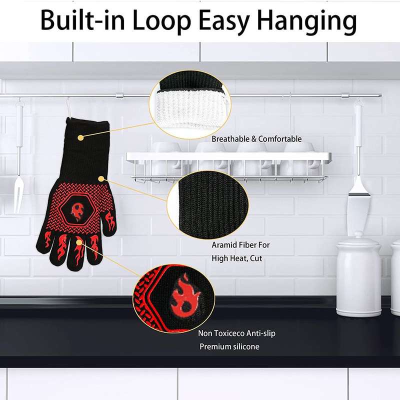 800C Heat Resistant Oven  Gloves for BBQ Gill Cooking