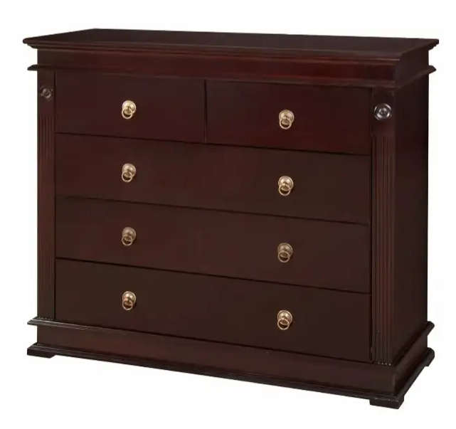 Rectangular stain resistant chest of drawers in Mahogany or white
