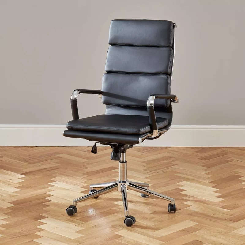 Black PU-leather rotating office chair