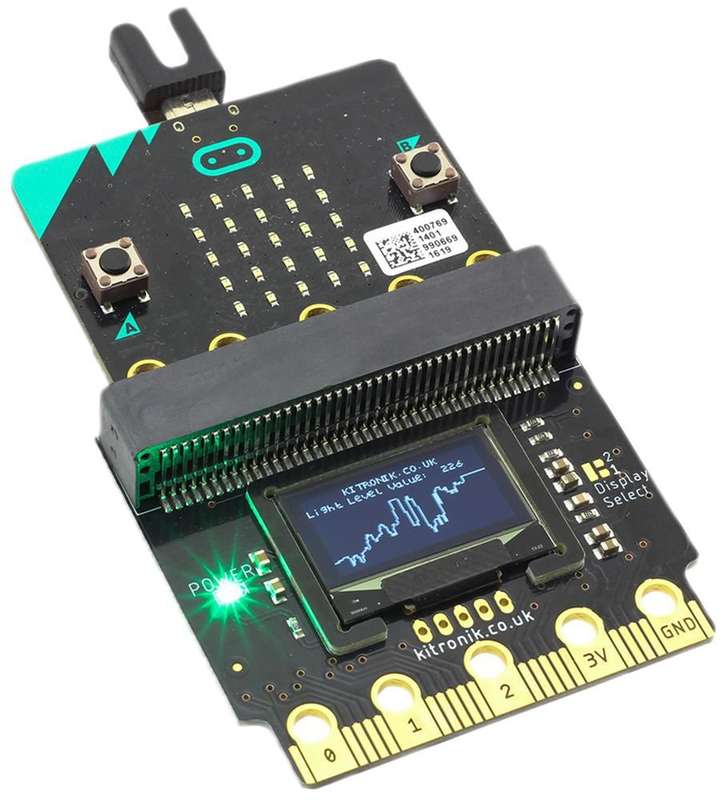 Kitronik (56115) OLED Display Board, BBC micro:bit, 128 X 64 Resolution
