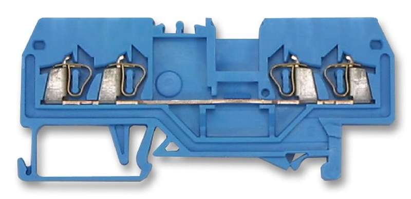 Wago (280-834) DIN Rail Mount Terminal Block, 4 Ways, 28 AWG, 12 AWG