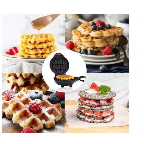 350W Non-Stick Mini Waffle Maker - Red