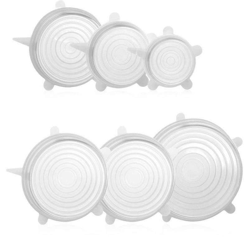 Silicone stretchable reusable lids - Set of 6