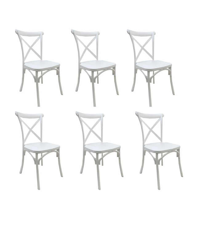Classic Cross Back Dining Chair- 6 Pack - White