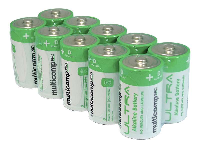 Multicomp Pro (PSG91116) Battery, 1.5 V, D, Alkaline, 12 Ah, 34.2 mm