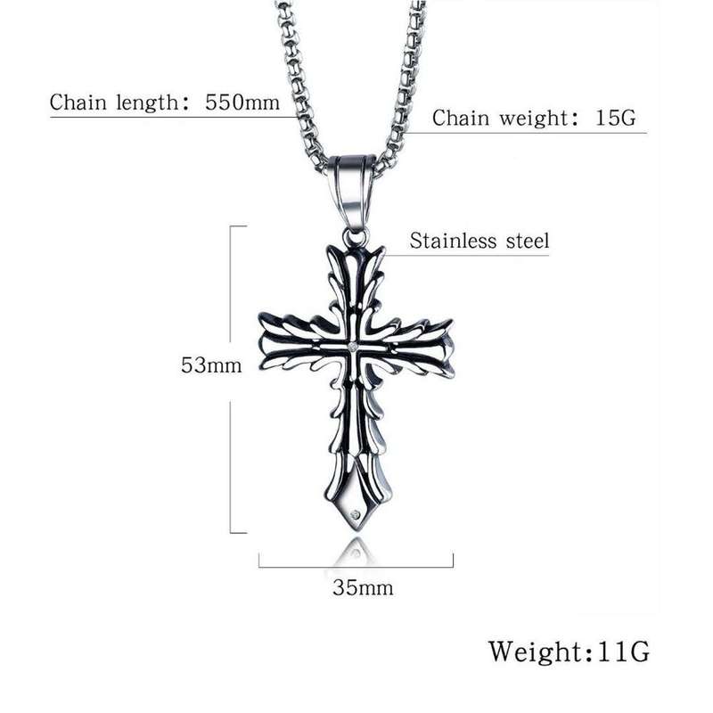 Luxury Embossed Cross Pendant Necklace in Stainless Steel ideal Gift