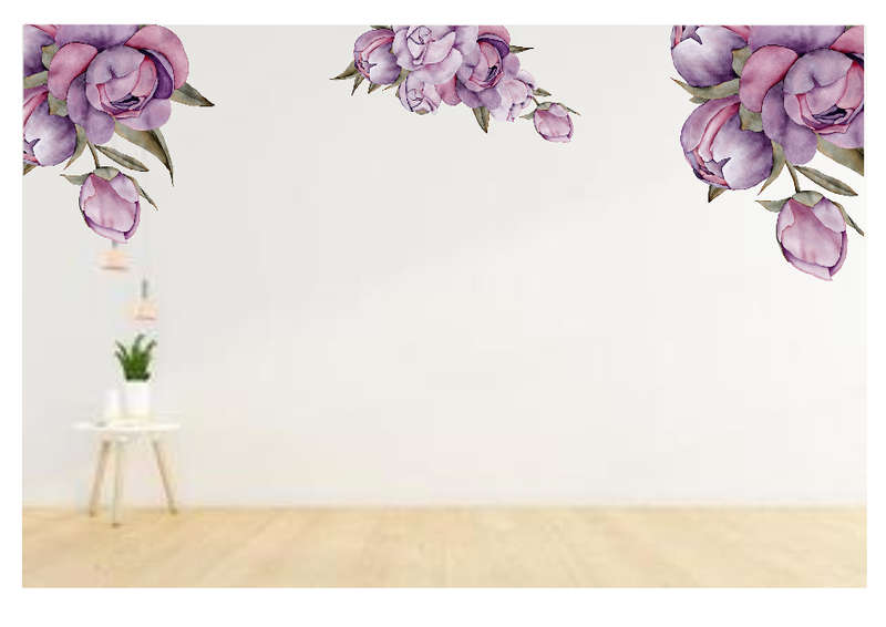 Peony Flowers Wall Vinyl Stickers - Pack of 3 - Wall Art - Vinyl Stickers - For Office or Living Spa