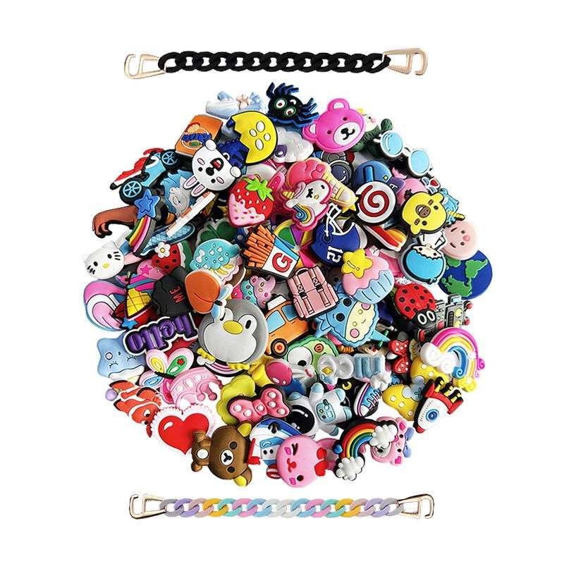 102pcs PVC Mixed Shoe Charms For Shoe Decorations With Chains