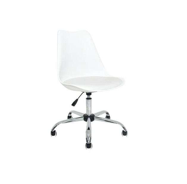 Office Chair - Padded seat with Wheels - White Colour