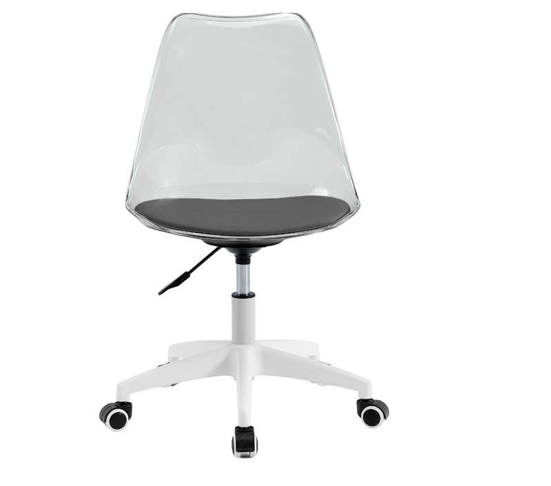Transparent Office Chair with Colored Seat Pad  - Transparent, Black
