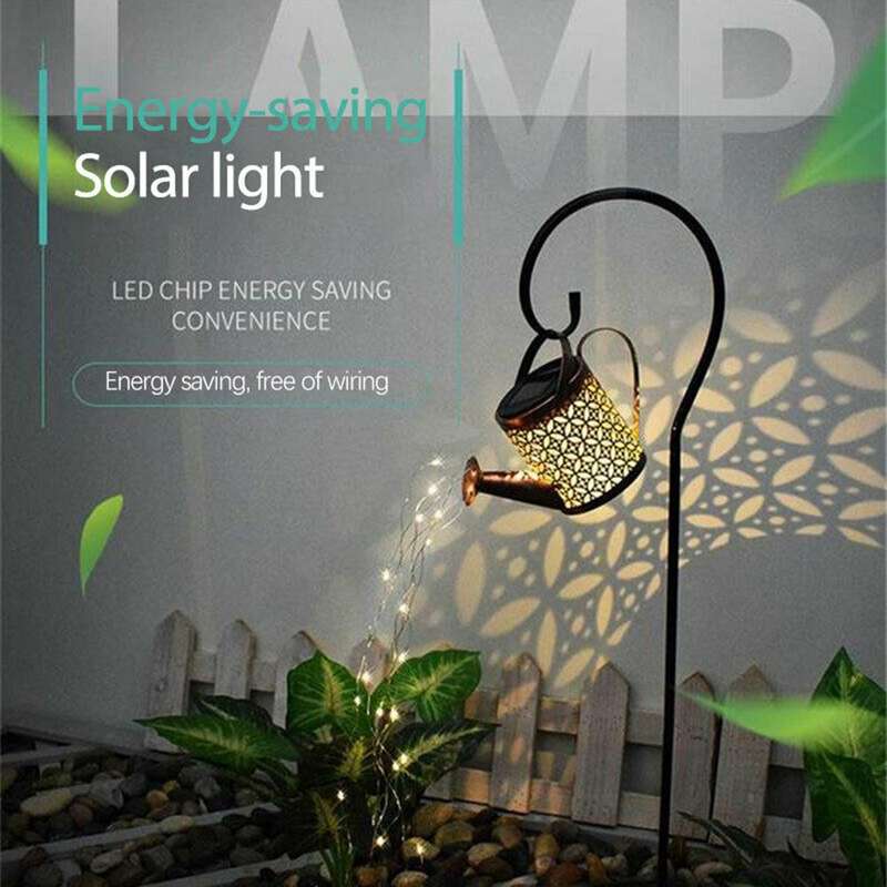 Outdoor Solar Iron Watering Can String Light Garden Light Garden Decoration