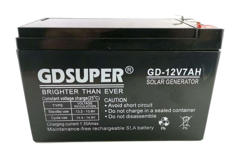 GD SUPER 12V 7Amps SOLAR Battery for UPS, Gate Motors, Garage Motors, Alarm Systems etc