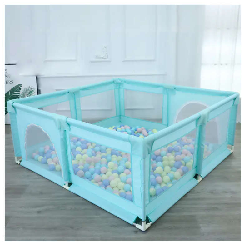 Baby and Toddler Double Door Safety Play Pen with 360 Views - Blue