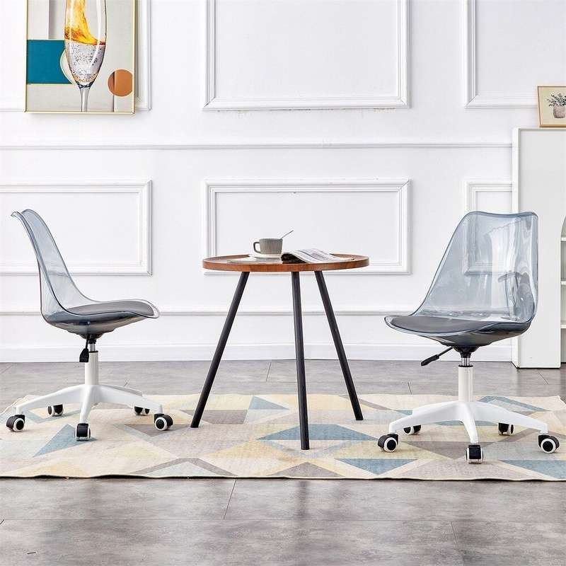 2-Piece Acrylic Office Desk Chair -Transparent-Black