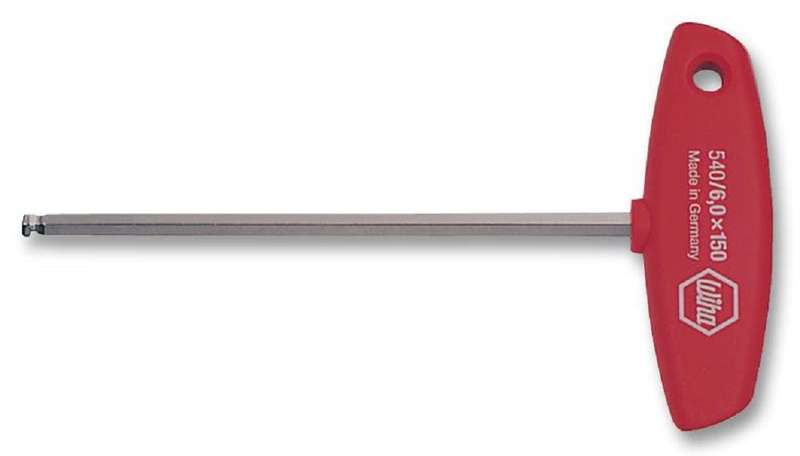 Wiha (540-5) Screwdriver, Hex, T Handle, Ball, 5 mm Tip Size, 182mm Length