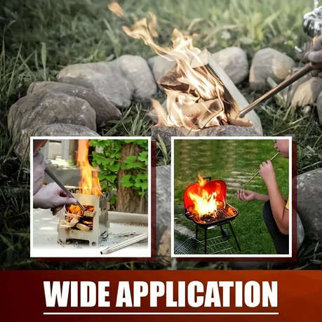Easy-Start Stainless Steel Fire Bellow - Portable and Retractable