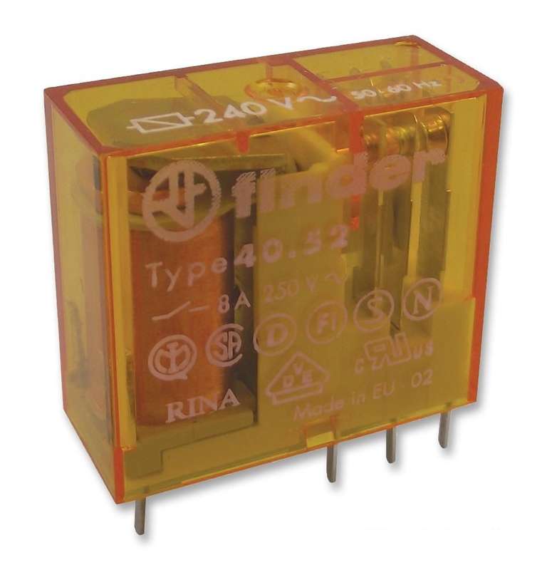 Finder (40.52.8.240.0000) General Purpose Relay, Power, 240 VAC, 8 A