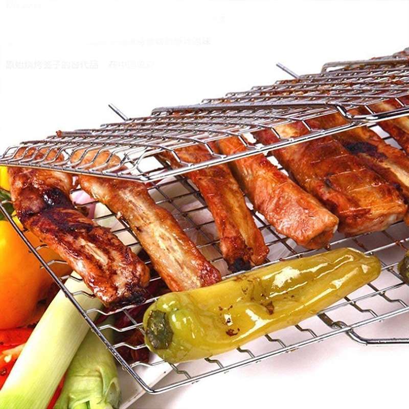 Stainless Still Folding Grill Grid for Camping and Outdoor Braai