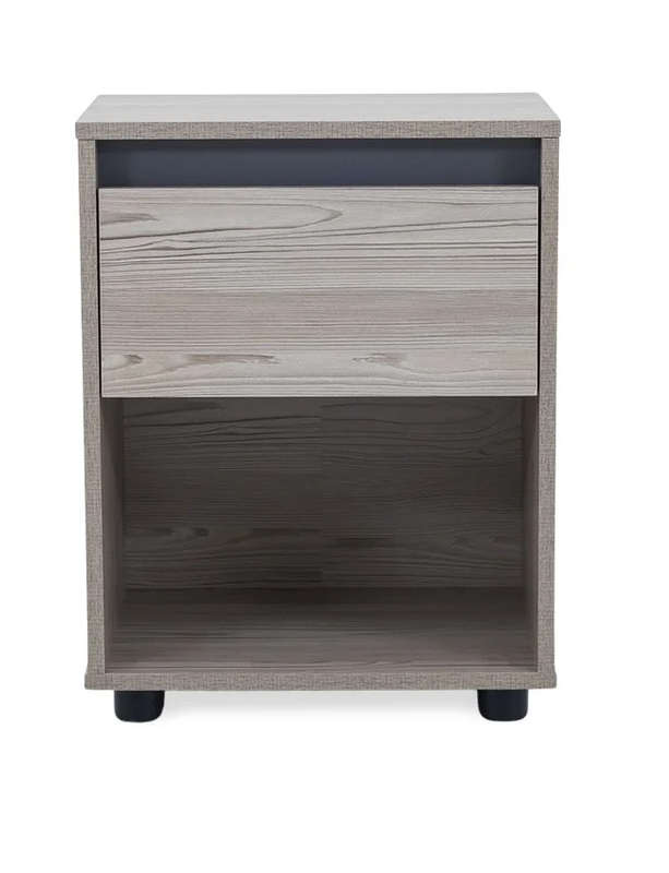 Nightstand End Table with Open Shelf - Brown, Grey