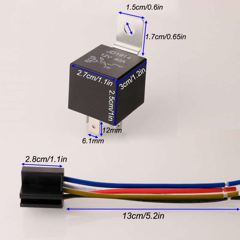 2 Pack Heavy Duty Automotive Waterproof Relay and Wiring Harness (5-PIN)