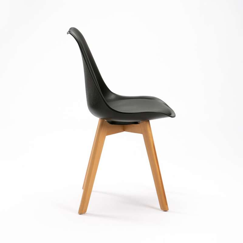 Emily Wooden Leg Dining Chair - Black