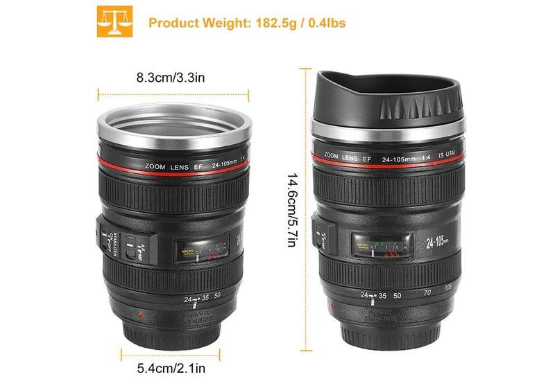 Camera Lens Cup Coffee Travel Mug