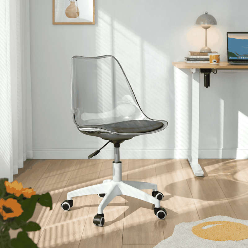 Transparent Office Chair with Colored Seat Pad  - Transparent, Black