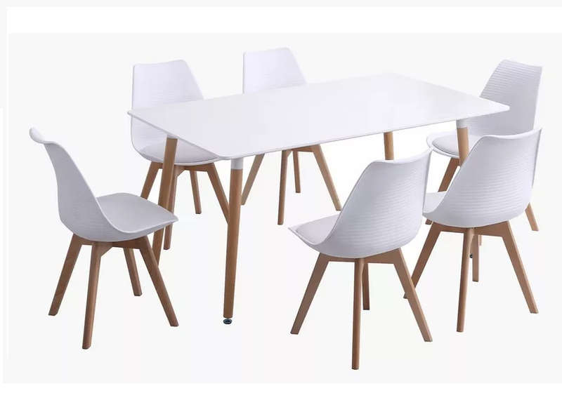 Dining Suites / Sets -Table (1.5 M) with 6 Padded Chairs -White Colour