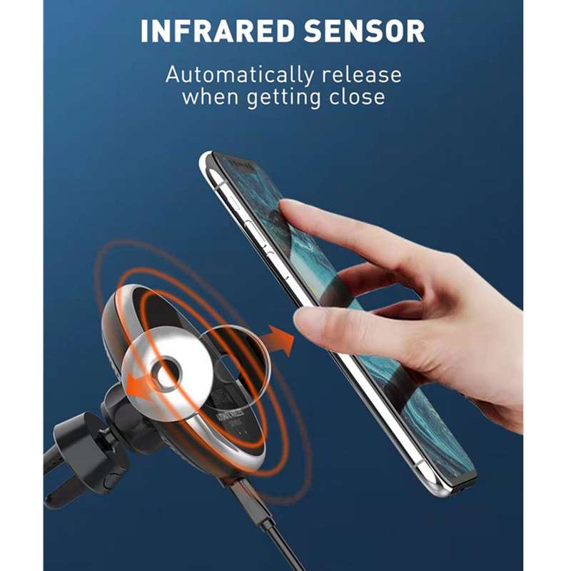 LDNIO auto-clamping car phone mount with 15W wireless charging