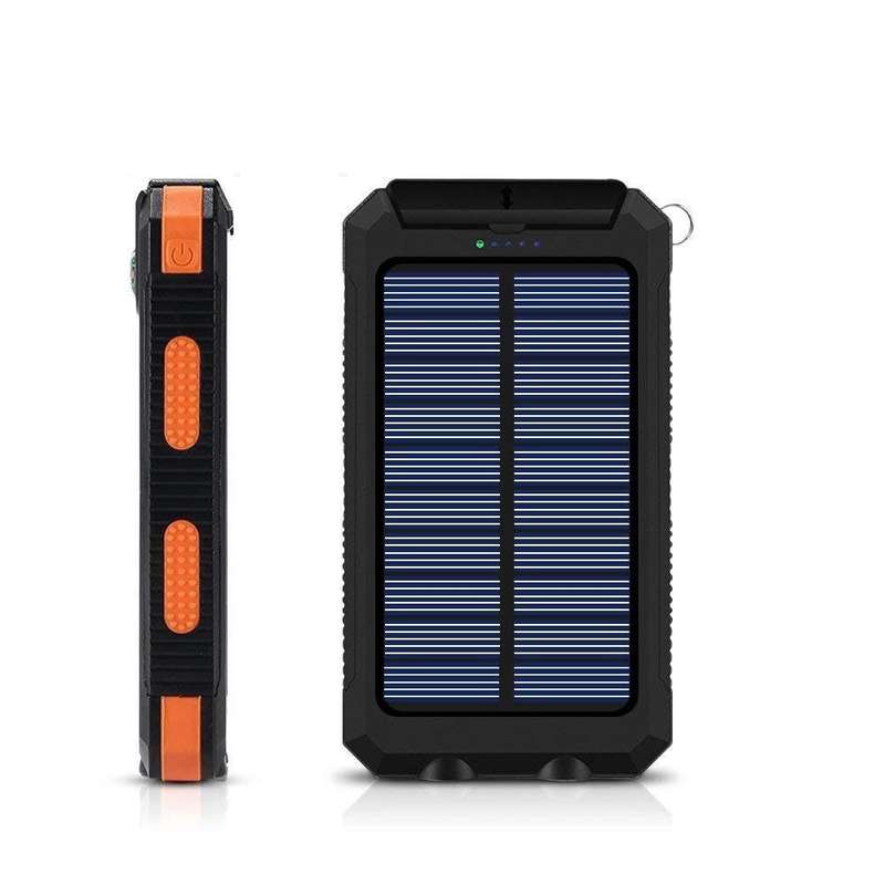 13000mAh Solar Powered Power Bank - Dual USB Output & Flashlight - Blue