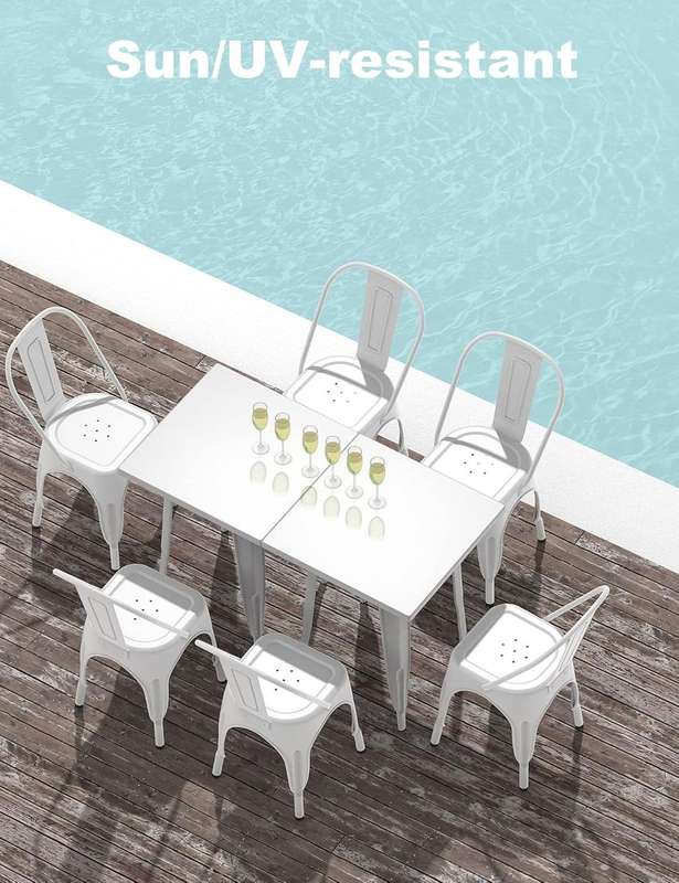 Metal stackable chair outdoor/indoor use- - White - 6 Pack