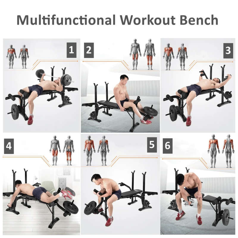 Weight Lifting Bench with Barbell Rack for Workout and Fitness Training