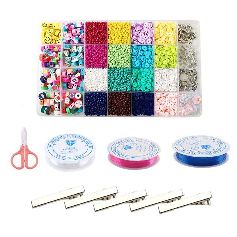 Jacaranda 28 Grids Clay Beads for Bracelet Making 25 Styles Charms No.1 - Blue