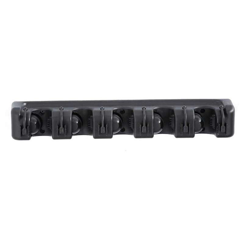 Mop Broom & Sports Equipment Organizer Wall Mount - Black