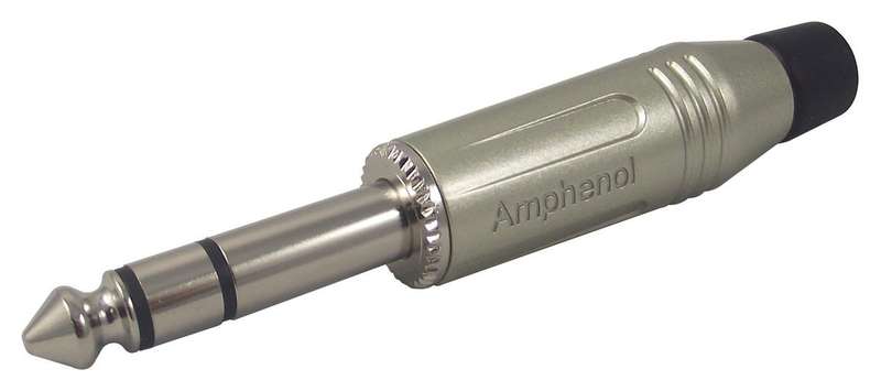 Amphenol (ACPS-GN) Phone Audio Connector, 3 Contacts, Plug, 6.35 mm
