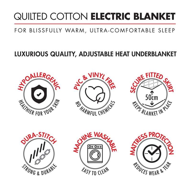 Bennett Read Single Quilted Cotton Electric Blanket - New