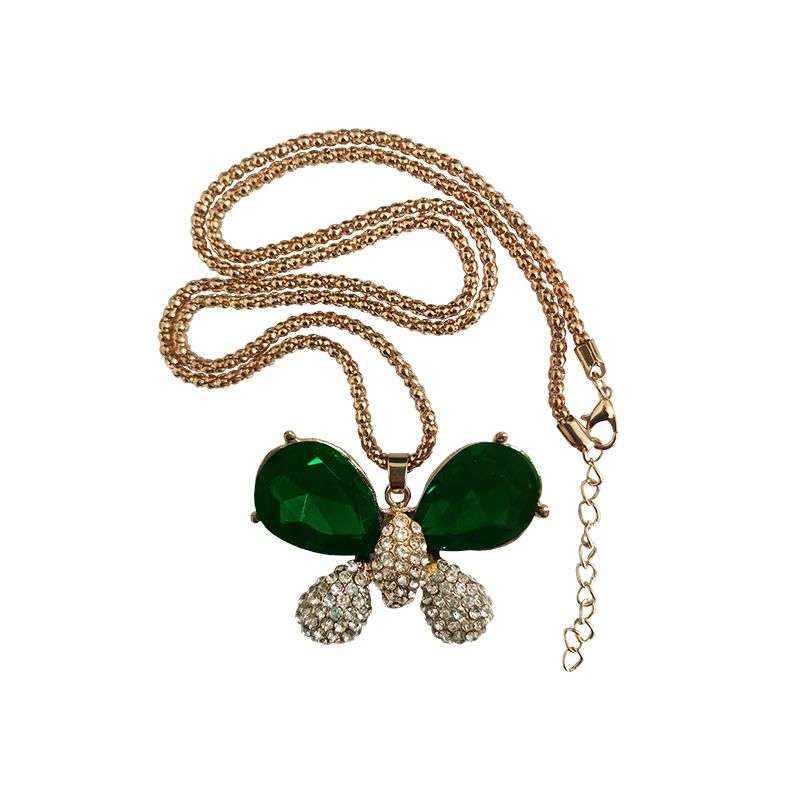 Butterfly Pendant Necklace For Women - Green