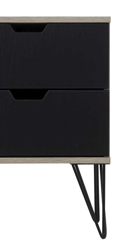 2 Draw Pedestal-Engineered Wood Bedside Table - Black/Brown