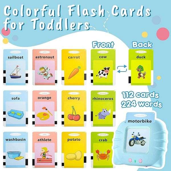 Flash Card Machine - Pictures and Audible Words Educational Toy Blue