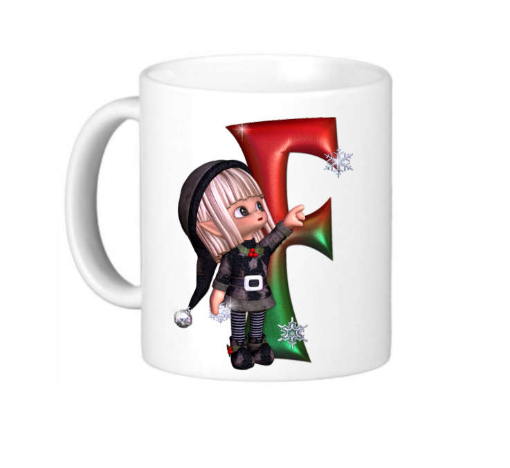 Christmas Elf Monogram - Letter F - Coffee Mug
