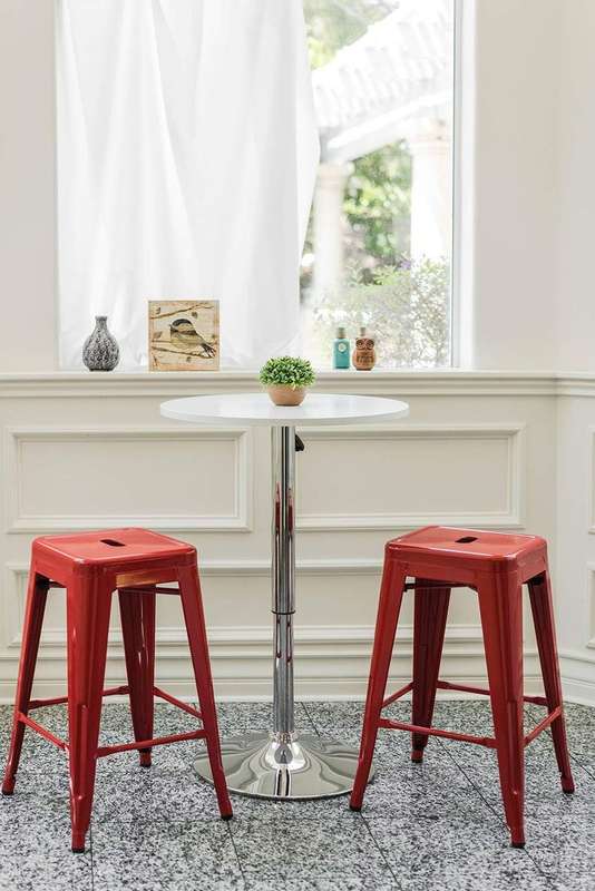 Metal stackable bar stools- 2 Pack  - Red
