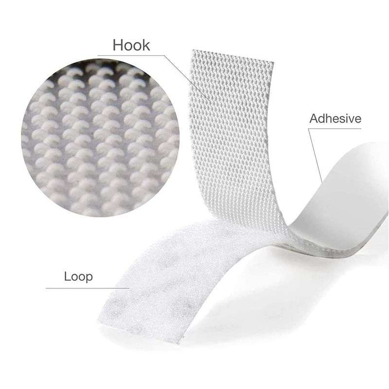 DHAO Hook And Loop Strips Reclosable Heavy Duty Mounting Tape - White