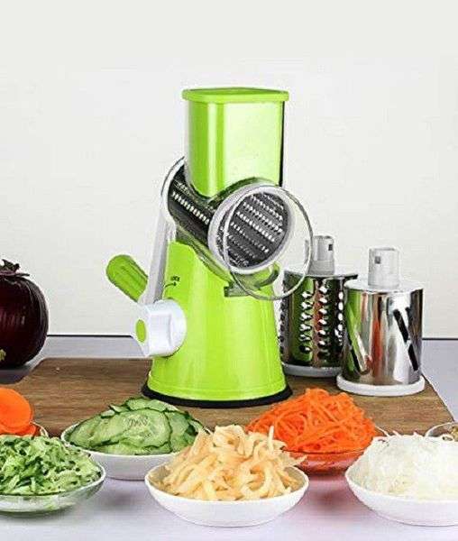 Multifunctional Shredder Tabletop Drum Grater with 3 Interchangeable Drums