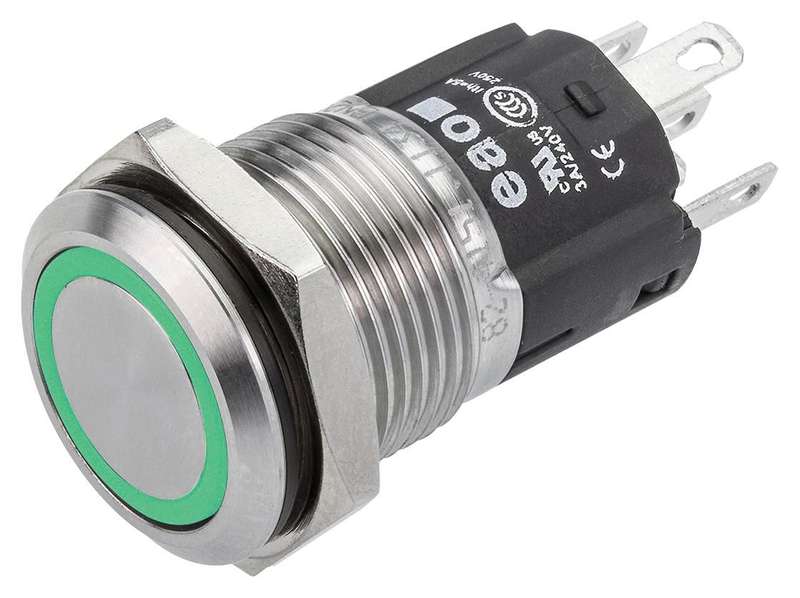 EAO (82-4151.1134) Vandal Resistant Switch, Flush, 16 mm