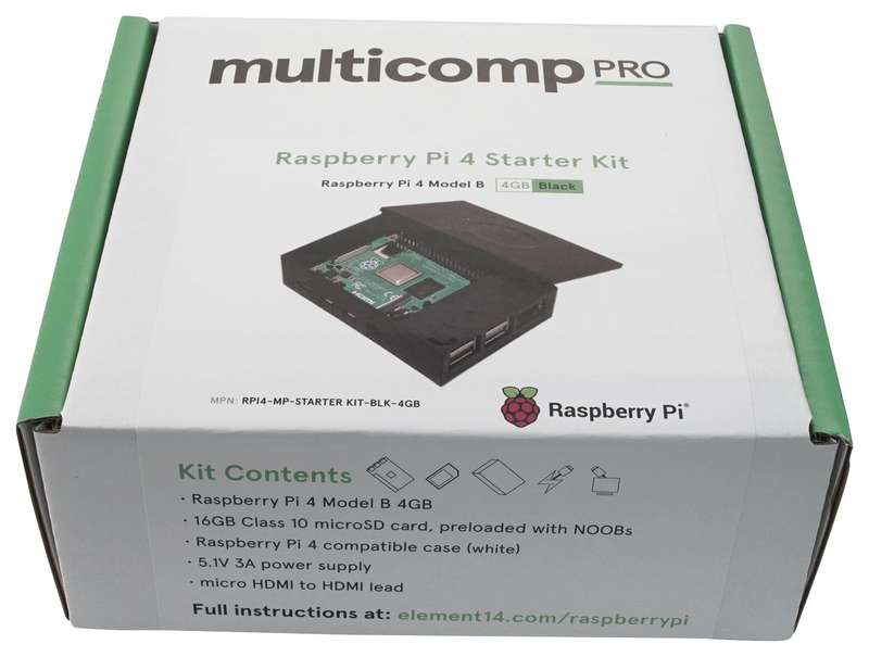 Multicomp Pro RPI4-MP-STARTER KIT-BLK-4GB Raspberry Pi 4B Starter Kit