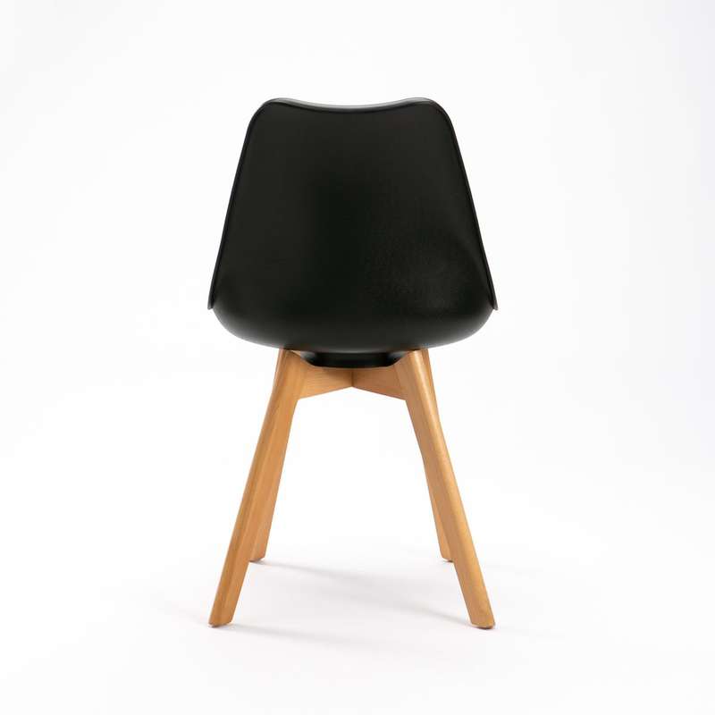 Emily Wooden Leg Dining Chair - Black